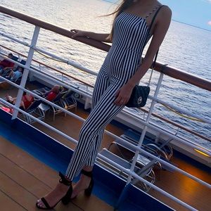 Urban Outfitters Black & White Stripe Jumpsuit